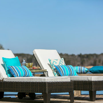 Lake House Dock Chaise Lounge Cushions and Pillows
