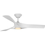 Progress Lighting - Ryne 52" 3-Blade Matte White LED DC Motor Indoor/Outdoor Ceiling Fan - Enjoy a beautiful ceiling fan at a fantastic price with the Ryne Collection 52-Inch 3-Blade Matte White LED Transitional Indoor/Outdoor Ceiling Fan.Three slightly curved ABS blades are coated in a crisp matte white finish that will complement a variety of living areas. The blades are resistant to warping from environmental conditions and offer a long product lifespan. The fan's downrod and canopy are coated in a white finish to complete the transitional design.A 6-speed full-function remote control with batteries is included so you can adjust full-range dimming and fan speed without breaking a sweat. A downrod and canopy are also included. Longer downrods can be ordered separately.For ideal illumination, an integrated dimmable LED module light source is included (18w, 3000K, 90CRI). The light source is covered by a shatterproof white opal shade. The fan features an energy-efficient DC motor for cost efficiency savings.The ceiling fan's stylish design is ideal for any bedroom, living room, great room, covered porch, patio, or deck in transitional style settings. Lighting experts recommend installing this fan in room sizes ranging from 225 to 400-square feet.It's time to breathe new life into the mundane every day with timeless and truly transformative lighting. Make your purchase today to begin your journey to a whole new lighting experience. Progress Lighting products are designed for exceptional quality, reliability, and functionality.