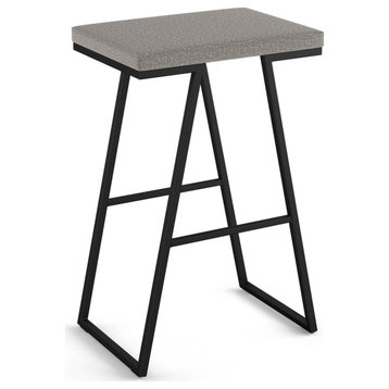 Amisco Axis Stool, Silver Gray Polyester/Black Metal, Bar Height
