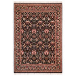 Bareens Designer Rugs - Pak Persian Eilene Black/Brown Wool Rug 8'2'' x 10'3'' - Designed with mesmerizing intricacy and gorgeous color palette, this hand-knotted masterpiece demonstrates the beauty and electrifying thrill of Pak Persian art. These meticulously hand-knotted Pak-Persian rug is made with pure wool and features breathtaking traditional, transitional, and tribal designs in bold luxurious color pallets. Known for their intricate designs these rugs are a reproduction of Persian rugs, made in Pakistan with unique Mughal designs. Made by master weavers using the same Persian texture, design and dying technique, we wanted to produce the most significant manifestation of Persian art, life, and culture. This rug is most famous for its exceptional quality, incredible designs, patterns, and vibrant rich color. Pak-Persian rugs made with Persian weave with high knot counts, which enables the high intricacy and detail found in the patterns are also referred to as "State of art", each color adds a rich beautiful detail in the artwork of this rug. The design, color, and beautiful chromatic composition with a vibrant sheen with intricate designs, exude beauty, elegance, and quality make this rug a masterpiece of its own.