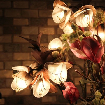 Stars Fell in Alabama - Pink Magnolia Tree in Grey Glass Vase