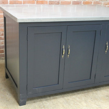 Zinc Kitchen Island With Reclaimed Wood Base