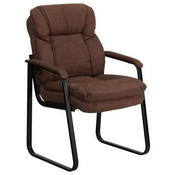 Flash Furniture Brown Microfiber Executive Side Chair With Sled Base
