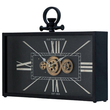 Anita Desk or Table Clock, Black and Gold