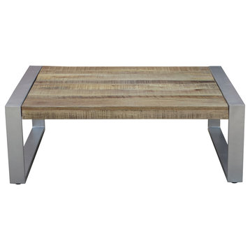 Timbergirl Reclaimed Wood Coffee Table with Silver legs, 18" High X 42"wide  X 2