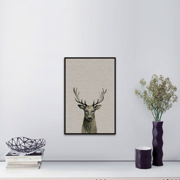 "Staring Buck II" Floater Framed Painting Print on Canvas