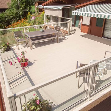 Upper level aluminum decking & glass railing