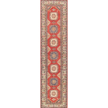 Pasargad Kazak Collection Hand-Knotted Lamb's Wool Runner, 2'8"x10'11"