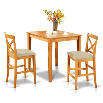 3-Piece Counter Height Table Set, Pub Table and 2 Kitchen Counter Chairs