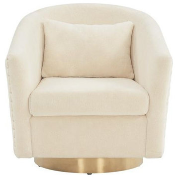 Baylee Quilted Swivel Tub Chair, Ivory