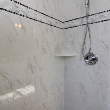 Gray, White, and Black Tile Shower Ideas