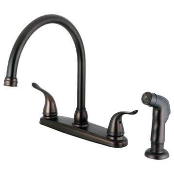Kingston Brass 8" Centerset Kitchen Faucet With Sprayer, Oil Rubbed Bronze