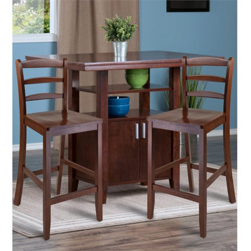 Winsome Albany 3 Piece Counter Height Dining Set With Ladder Back Stools