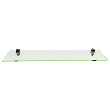 Rectangle Floating Glass Shelf  12 X 48 with Chrome Brackets