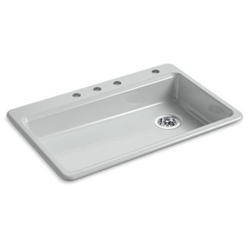 Kohler Riverby 33"x22"x5-11/12" Top-Mount Single-Bowl Kitchen Sink, Ice Gray