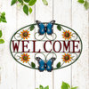 23.75"L Whimsical Metal Sunflower and Butterfly Welcome Wall Decor