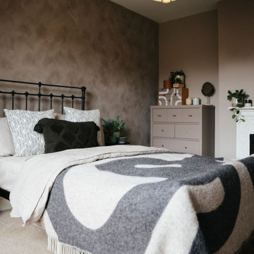 Warm Modern Greige & Black Bedroom