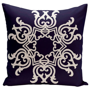 Floral Motif Decorative Pillow, Spring Navy, 20"x20"
