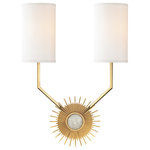Hudson Valley Lighting - Hudson Valley Lighting 5512-AGB Borland - Two Light Wall Sconce - Borland Two Light Wa Aged Brass White Fab *UL Approved: YES Energy Star Qualified: n/a ADA Certified: n/a  *Number of Lights: Lamp: 2-*Wattage:60w E12 Candelabra Base bulb(s) *Bulb Included:No *Bulb Type:E12 Candelabra Base *Finish Type:Aged Brass