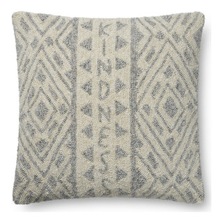Ellen DeGeneres Crafted by Loloi In out Kindness Gray Ivory Pillow 22 x22