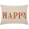 Mina Victory Home For The Holiday Happy Holiday Natural Throw Pillow