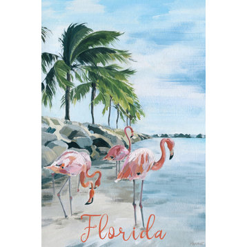 "The Pink Flamingos" Painting Print on Wrapped Canvas, 12x18
