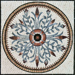 Mozaico - Floral Mosaic Art Panel - Camille, 24"x24" - The beautiful red and gray Camille floral mosaic art panel makes an eye-pleasing addition to your walls or decorative tile floors. Showcasing a bountiful garden of redblossoms framed in colorful dentil and diamond borders, this mosaic artwork square comes with a mesh backing to make mounting a breeze. Or frame it for your mosaic arts collection - the decorative possibilities are endless!