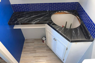 Fairhave Epoxy vanity top & tiled backsplash