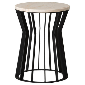 22 in. Millie White Granite Accent Table