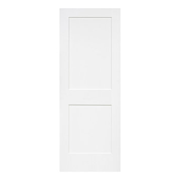2-Panel Kimberly Bay Door, Interior Slab Shaker, White, 1.375"x30"x80"