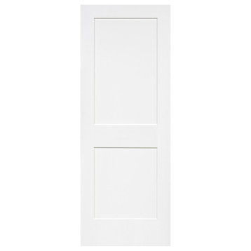 2-Panel Kimberly Bay Door, Interior Slab Shaker, White, 1.375"x30"x80"