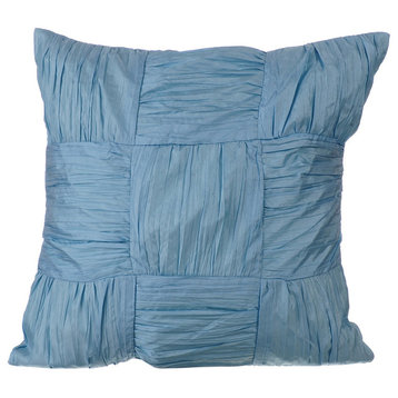 Blue Decorative Pillow Covers 14"x14" Silk, Dreamy Sky