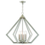Livex Lighting - Livex Lighting Prism - Six Light Chandelier, Brushed Nickel Finish - Influenced by modern industrial style, the Prism aPrism Six Light Chan Brushed Nickel *UL Approved: YES Energy Star Qualified: n/a ADA Certified: n/a  *Number of Lights: Lamp: 6-*Wattage:60w Candelabra Base bulb(s) *Bulb Included:No *Bulb Type:Candelabra Base *Finish Type:Brushed Nickel