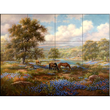 Tile Mural, Peaceful Meadow by Judy Gibson