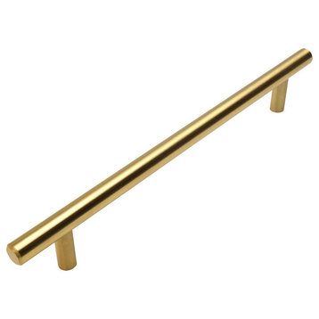 European Style Brushed Brass Bar Pulls, 8-7/8" Hole Centers