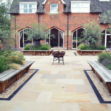 Stone/ brick etc landscape elements.