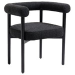 Meridian Furniture - Hyatt Boucle Fabric Upholsetered Dining Chair, Black, Black Finish - Perfect the look of your dining room with this Hyatt boucle fabric dining chair. Add two, four, or more of these sumptuously appointed dining chairs to the mix to add an elegant vibe for meals large and small. The solid wood chair frame is finished in black to coordinate with the sophisticated feel of the rich black boucle fabric upholstery. A curvy back drives home the modern feel of this lovely chair.