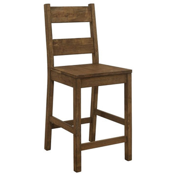 Pemberly Row Wood Counter Height Stool in Rustic Golden Brown