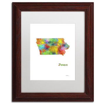 Marlene Watson 'Iowa State Map-1' Framed Art, Wood Frame, 11"x14", White Matte
