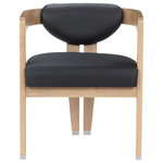 Meridian Furniture - Carlyle Faux Leather Upholstered Dining Chair, Black, Natural Finish - Bring a bold makeover to the dining area with this stunning black dining chair from Meridian Furniture's Carlyle collection. Crafted from solid rubber wood with a wire blushed natural finish, this contemporary dining chair is sure to be a conversation starter for all who behold it. A soft black vegan leather cushion and backrest provides comfort while you sit, and brushed chrome accents add a pop of color to the chair. The chair's contemporary design will fit right at home in your modern living space.