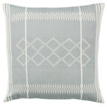 Jaipur Living - Jaipur Living Sanis Tribal Light Gray/Cream Poly Fill Pillow 18" Square - Handmade by weavers in Nagaland, India, the Nagaland collection showcases the traditional loin-loom techniques of the indigenous tribes of the region. The artisan-made Sanis throw pillow effortlessly combines heritage-rich tribal patterns with a versatile light gray and cream colorway for a stunning statement in any space. Crafted of soft, finely woven cotton, this pillow brings the global art of Naga textiles to the modern home.
