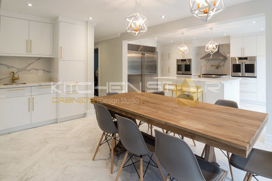 Flat panel laminated mdf kitchen with quartz counter and back splash