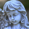 16.5" Stone Gray Angel Decorative Outdoor Garden Bird Feeder Statue