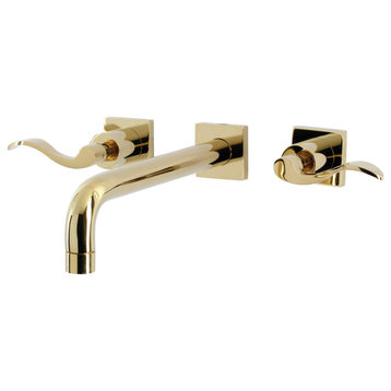 KS6022DFL Wall Mount Tub Faucet, Polished Brass