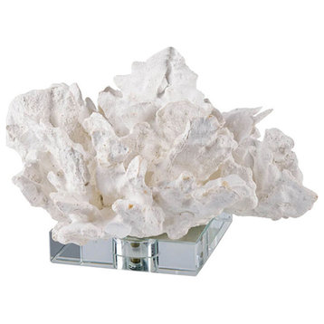 Flower Coral On Crystal Base, White