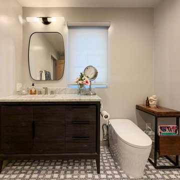 Venice Beach Bathroom Remodel Wood Vanity with Stone Countertop