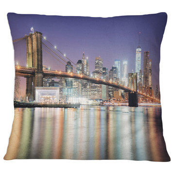 New York City with Freedom Tower Cityscape Throw Pillow, 16"x16"