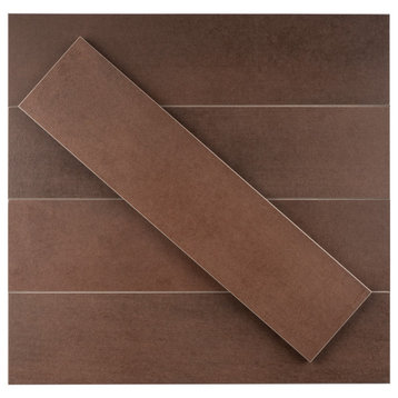 LE LEGHE Subway Tile 3"x12" Porcelain Wall/Floor Tile, Brown, 1 Box