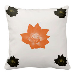 Tomova Jai Designs - Lotus Bloom Decorative Pillow, White - Decorative Pillows