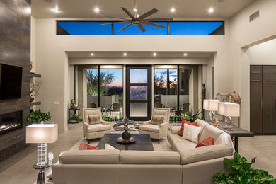Example of a trendy living room design in Phoenix